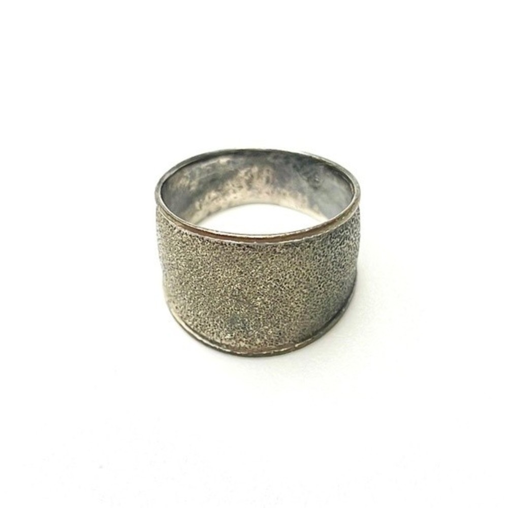 Gold Tan Textured Wide Style Thick Round Band Ring